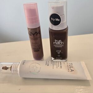TULA Serum Skin Tint + Loreal Foundation + NYX Concealer in Deep Shades NEW
